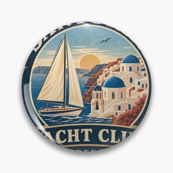 Aperçu de l'œuvre Santorini Greece Yacht Club Vintage Sailing Badge Design créée et vendue par Asfyi.