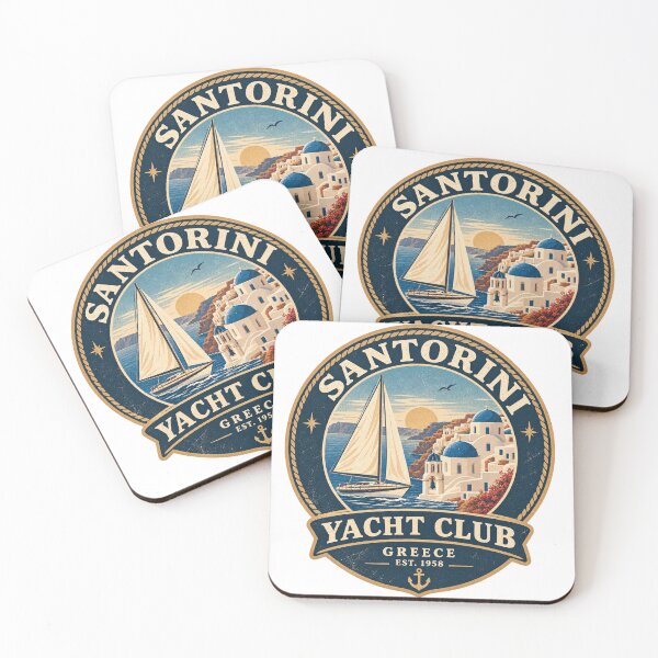 Item preview, Santorini Greece Yacht Club Vintage Sailing Badge Design designed and sold by Asfyi.