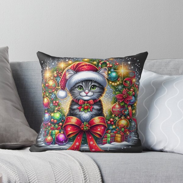 Item preview, Cute Christmas Cat – Festive Holiday Kitty Cartoon Design designed and sold by stevenwoodcock.