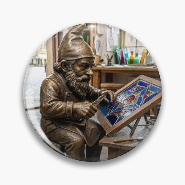Item preview, Gnome Repairing a Stained Glass Window Art Print – Stained Glass Gift, Poland Travel Decor designed and sold by Purrfecta.