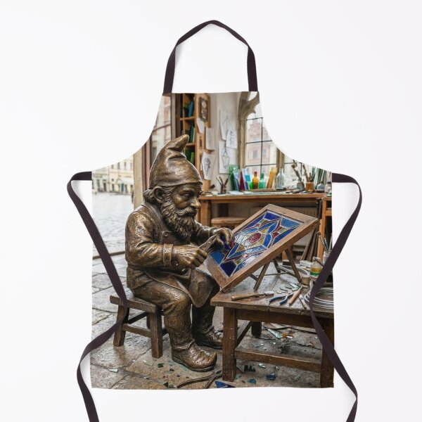 Item preview, Gnome Repairing a Stained Glass Window Art Print – Stained Glass Gift, Poland Travel Decor designed and sold by Purrfecta.