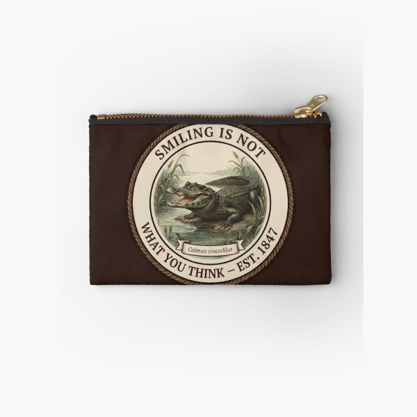 Item preview, Smiling Is Not What You Think Caiman Humor Badge designed and sold by CalmCapy Co.