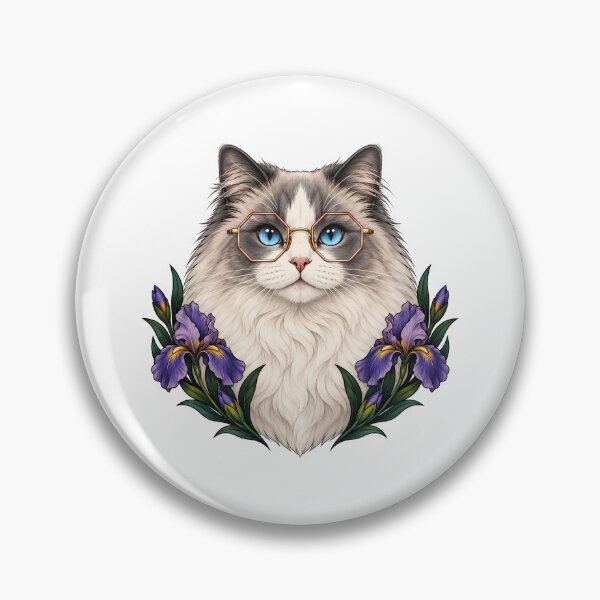 Item preview, Fluffy Ragdoll Cat with Geometric Glasses  designed and sold by Old's Cool Cat Studio.