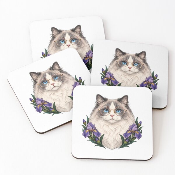 Item preview, Fluffy Ragdoll Cat with Geometric Glasses  designed and sold by Old's Cool Cat Studio.