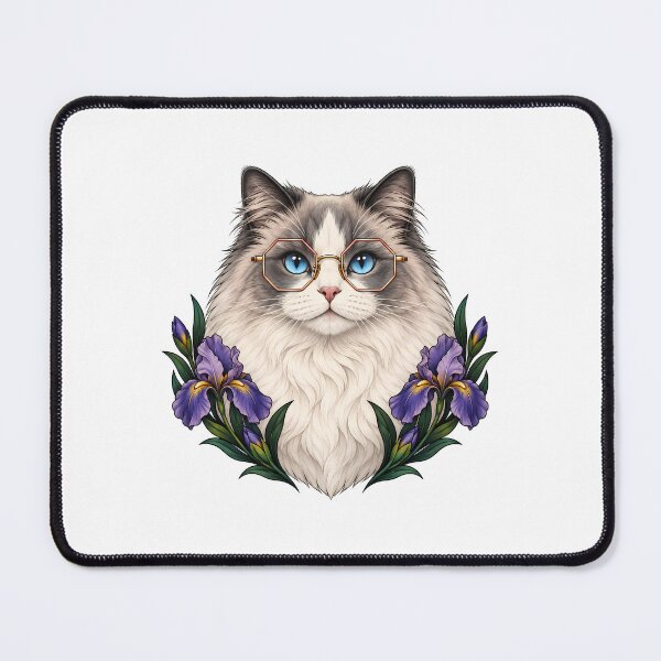 Item preview, Fluffy Ragdoll Cat with Geometric Glasses designed and sold by Old's Cool Cat Studio.