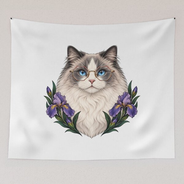 Item preview, Fluffy Ragdoll Cat with Geometric Glasses  designed and sold by Old's Cool Cat Studio.