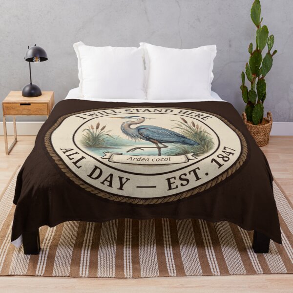 Item preview, I Will Stand Here All Day Heron Humor Badge designed and sold by CalmCapy Co.