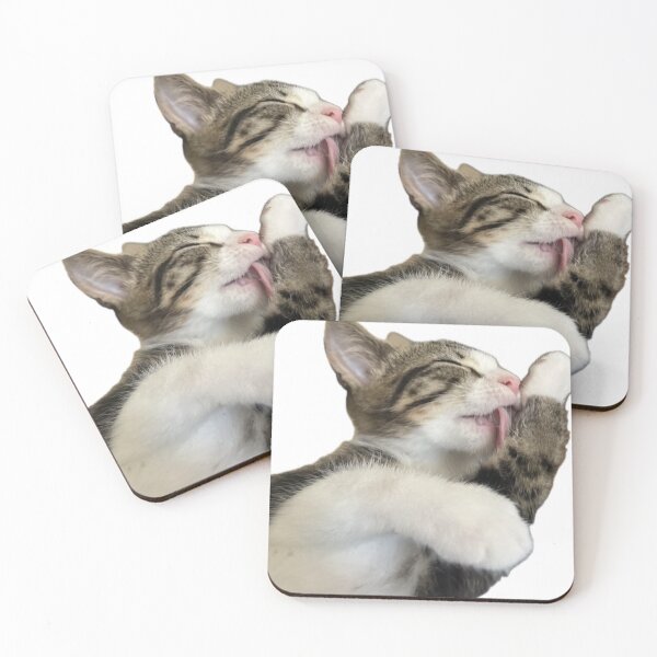 Item preview, Cute Tabby Kitten Grooming - Funny Bathing Cat Meme designed and sold by MeliMedO Art.