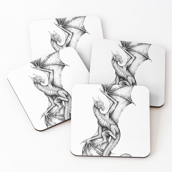 Item preview, Sun-Marked Dragon - Downward Gaze Vertical Ink Art designed and sold by DragonSerpent Ink.