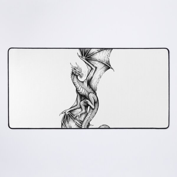 Item preview, Sun-Marked Dragon - Downward Gaze Vertical Ink Art designed and sold by DragonSerpent Ink.