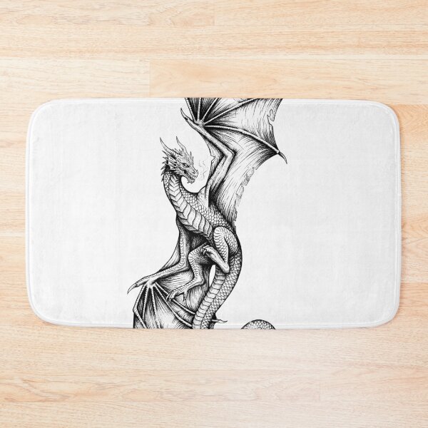 Item preview, Sun-Marked Dragon - Downward Gaze Vertical Ink Art designed and sold by DragonSerpent Ink.