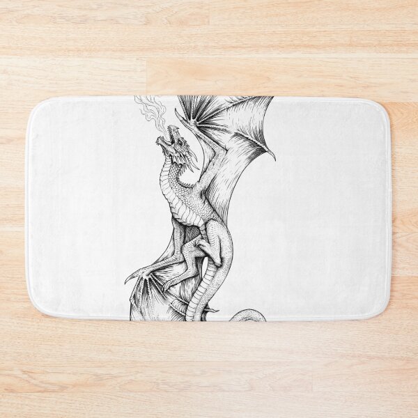 Item preview, Serpent-Tail Ascending Dragon - Vertical Ink Illustration designed and sold by DragonSerpent Ink.
