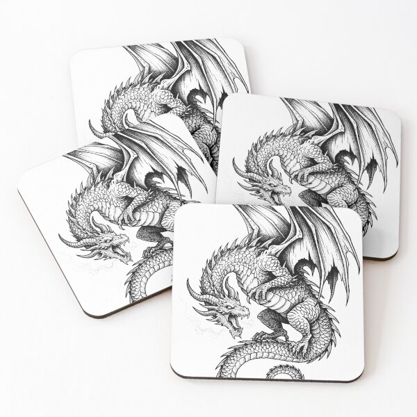 Artikelvorschau, Stacheliger Schulterdrache – Illustration mit gespiegeltem Feueratem entworfen und verkauft von DragonSerpent Ink.