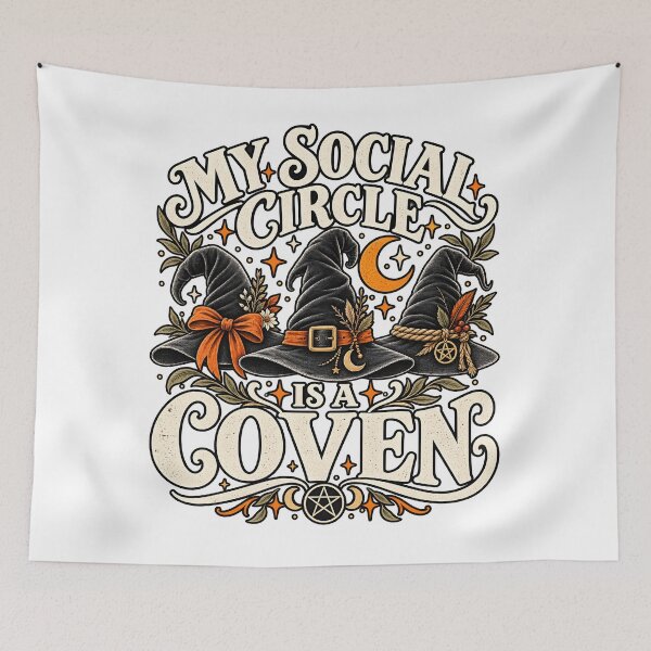 Item preview, My Social Circle Is a Coven Shirt, Funny Witch Shirt, Coven Friend Gift, Witchy Halloween Tee, Spooky Friend Group Shirt designed and sold by Kiyet.