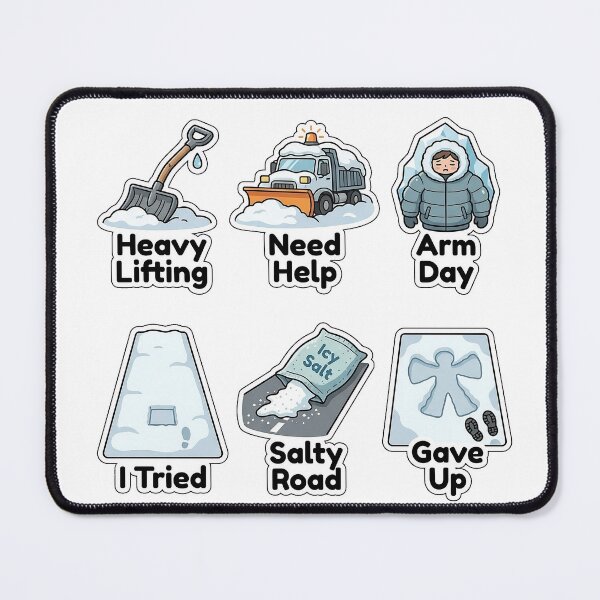 Item preview, Sarcastic Snow Shoveling Workout Sticker Pack - Winter Chore Puns designed and sold by SimpleP.