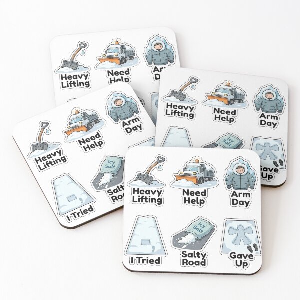 Item preview, Sarcastic Snow Shoveling Workout Sticker Pack - Winter Chore Puns designed and sold by SimpleP.