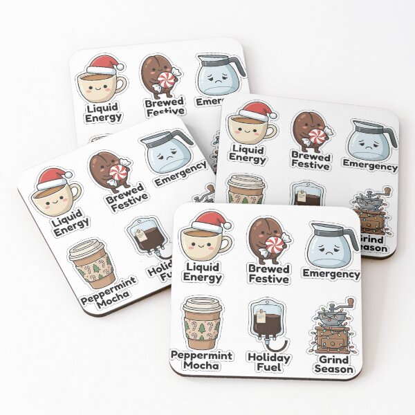 Item preview, Funny Holiday Coffee Addiction Sticker Pack - Festive Brew Puns Set designed and sold by SimpleP.