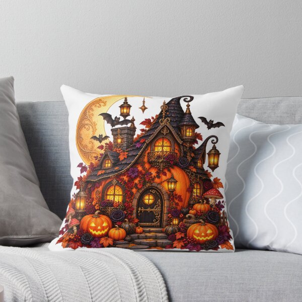 Item preview, Gothic Pumpkin Cottage – Moonlit Halloween Retreat designed and sold by Clothes With Smiling Animals Walt Gral.