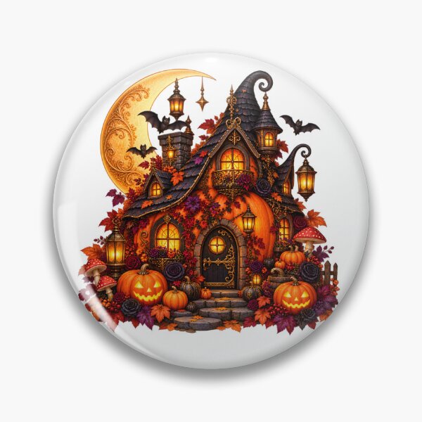 Item preview, Gothic Pumpkin Cottage – Moonlit Halloween Retreat designed and sold by Clothes With Smiling Animals Walt Gral.