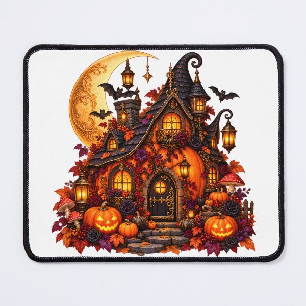 Item preview, Gothic Pumpkin Cottage – Moonlit Halloween Retreat designed and sold by Clothes With Smiling Animals Walt Gral.