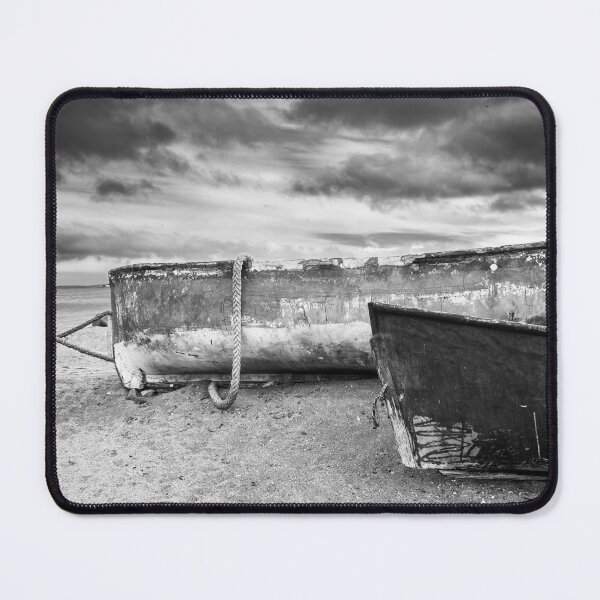 Item preview, Black and white Landscape with fishing Boats designed and sold by Faith Based Decor & Art &Gifts.