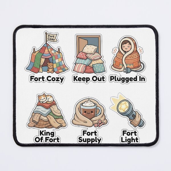 Item preview, Cozy Winter Blanket Fort Sticker Pack - Relatable Homebody Puns designed and sold by SimpleP.