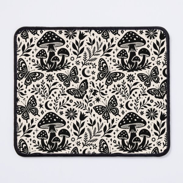 Item preview, Mystical Mushroom & Flying Butterfly - Celestial Folk Art Pattern designed and sold by Modern Antique Atelier .