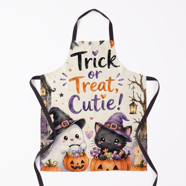 Item preview, Trick or Treat Cutie – Kawaii Ghost and Black Cat Halloween designed and sold by blankTeeShirt.