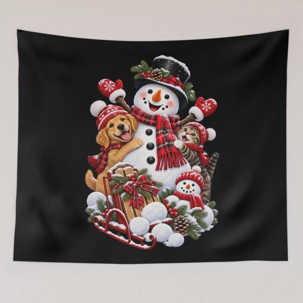 Item preview, Snow Much Christmas Fun Snowman Dog & Cat Holiday Design designed and sold by RockitBaby.