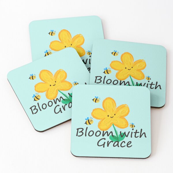 Item preview, Bloom With Grace Cute Flower Bees Motivational Quote designed and sold by littlepiptales.