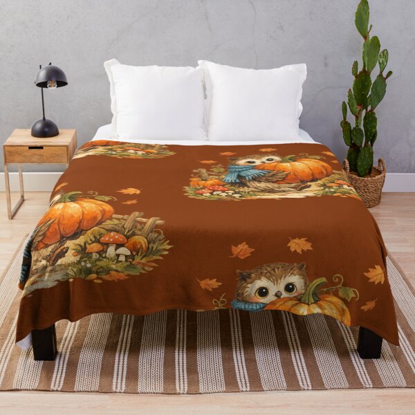 Item preview, Owl with pumpkin and autumn leaves in Garden Cozy Design designed and sold by yeeted17.