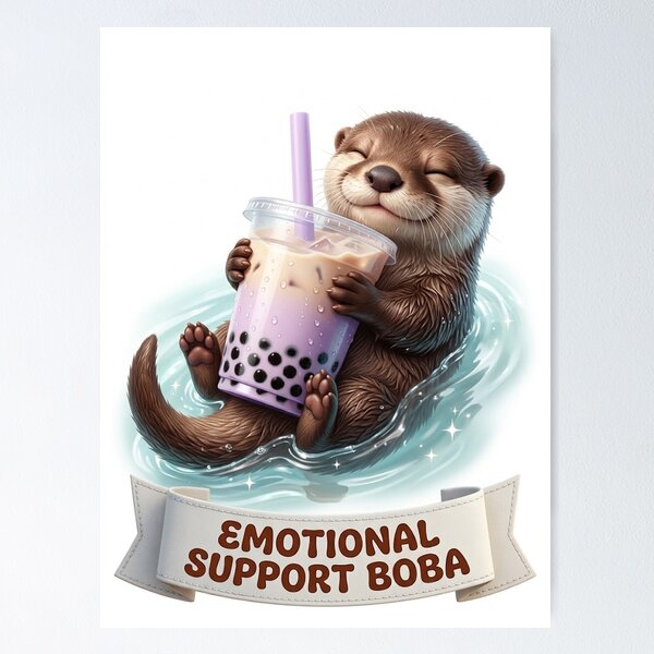 Item preview, Emotional Support Boba Cute Otter designed and sold by LaunchLabs26.