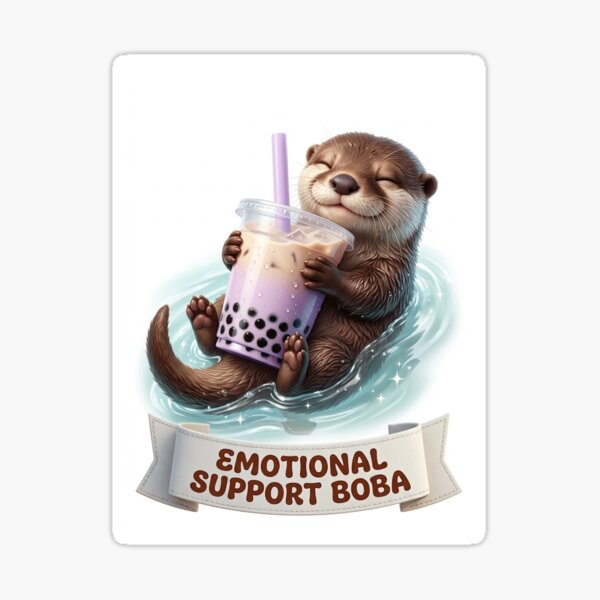 Item preview, Emotional Support Boba Cute Otter designed and sold by LaunchLabs26.