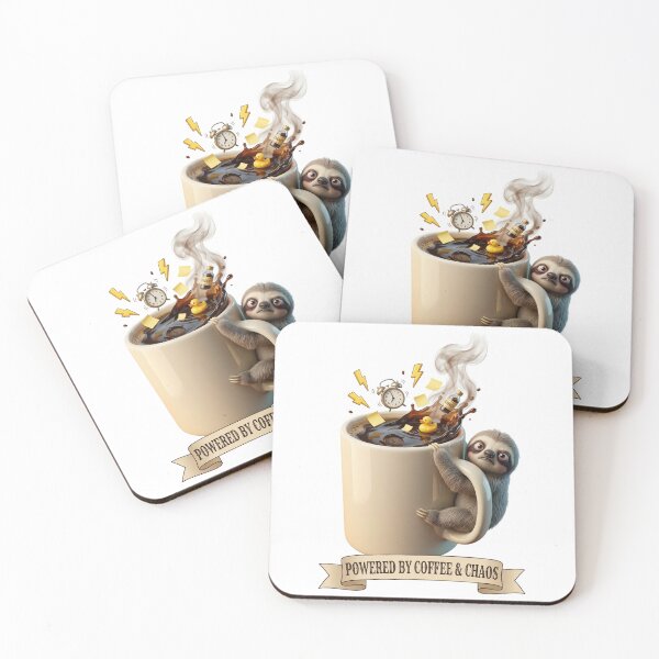 Item preview, Powered By Coffee And Chaos Sloth designed and sold by LaunchLabs26.
