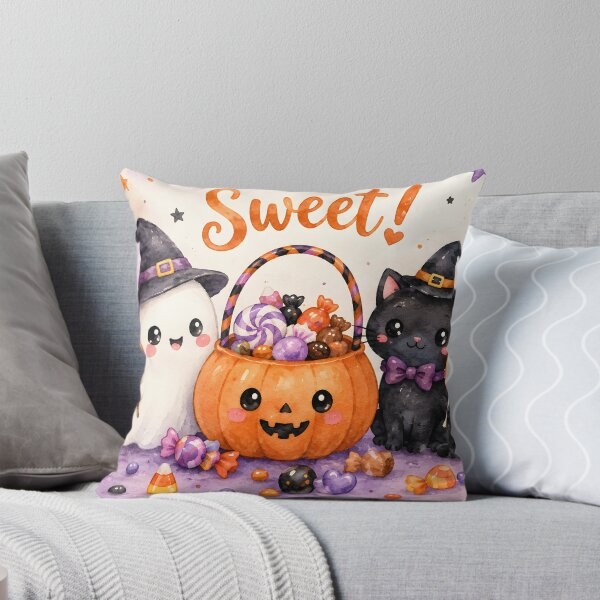 Item preview, Hope Your Halloween Is Extra Sweet – Cute Ghost, Black Cat & Pumpkin Candy designed and sold by blankTeeShirt.