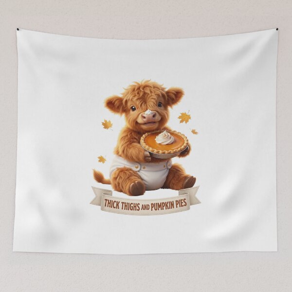 Item preview, Thick Thighs And Pumpkin Pies Baby Highland Cow designed and sold by LaunchLabs26.
