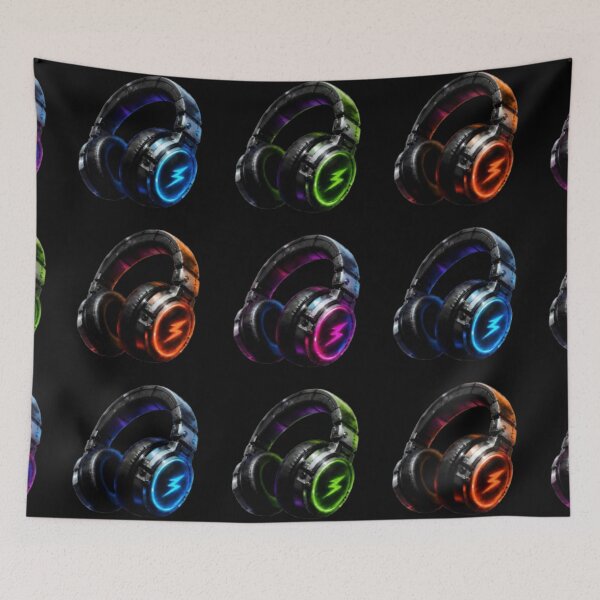 Item preview, Cyberpunk Neon Lightning Headphones Aesthetic designed and sold by LazyDayzCo.