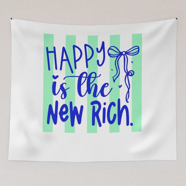 Item preview, Happy Is The New Rich Positive Quote designed and sold by LASTIQUE-dd.