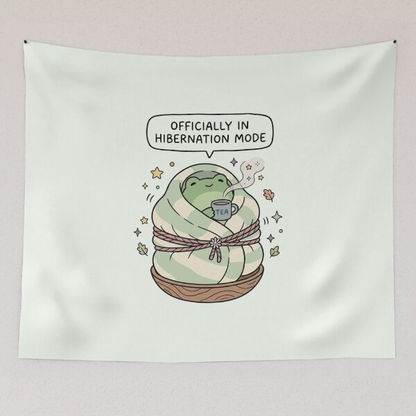 Item preview, Officially In Hibernation Mode Cute Frog Blanket Art designed and sold by Fine-Arts-Lab.