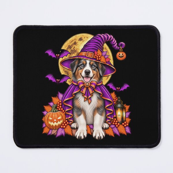 Item preview, Australian Shepherd Halloween Witch Costume & Spooky Pumpkin designed and sold by PixelsPaws.