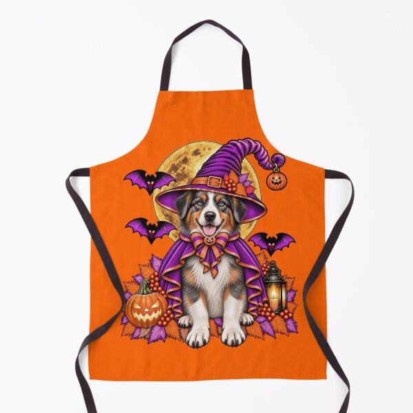 Item preview, Australian Shepherd Halloween Witch Costume & Spooky Pumpkin designed and sold by PixelsPaws.