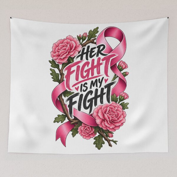 Item preview, Her Fight Is My Fight Pink Ribbon Breast Cancer Support designed and sold by UniversPlant | Blooming with Hope.