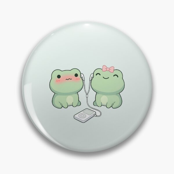 Item preview, Cute Kawaii Frog Couple listening to music designed and sold by pixellm.