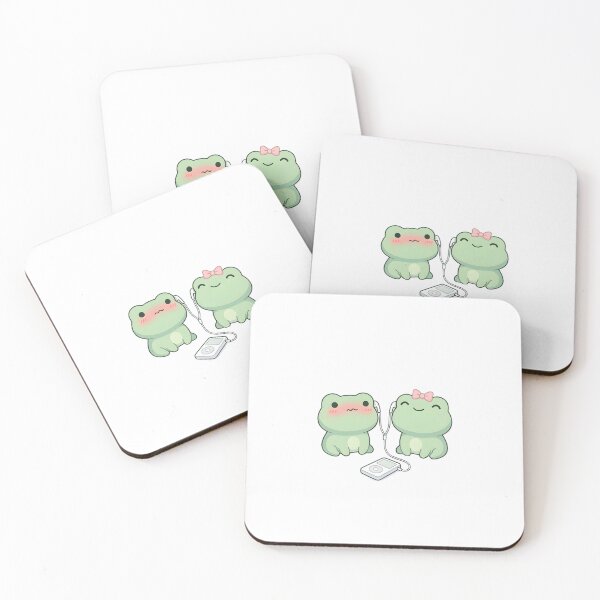Item preview, Cute Kawaii Frog Couple listening to music designed and sold by pixellm.