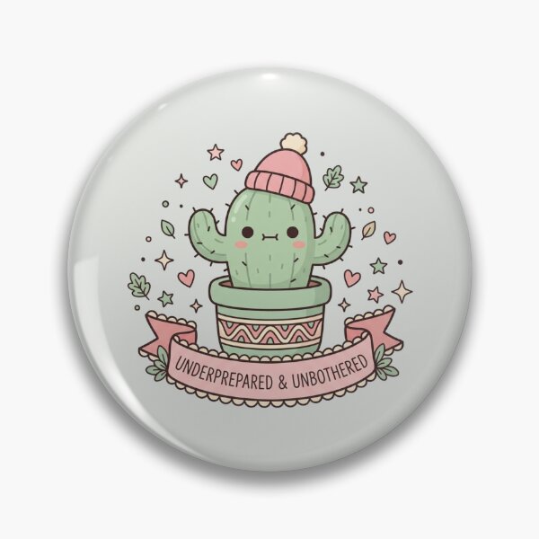 Item preview, Underprepared Unbothered Cute Kawaii Cactus Beanie Art designed and sold by Fine-Arts-Lab.