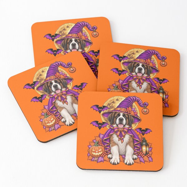 Item preview, Saint Bernard Halloween Witch Costume & Spooky Pumpkin designed and sold by PixelsPaws.