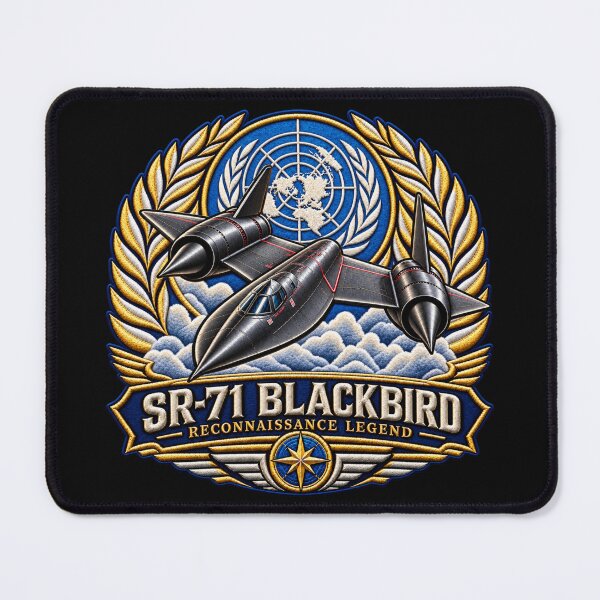 Item preview, SR-71 Blackbird Embroidered Aviation Crest with United Nations Emblem designed and sold by Emoji Emblems.