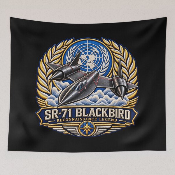 Item preview, SR-71 Blackbird Embroidered Aviation Crest with United Nations Emblem designed and sold by Emoji Emblems.