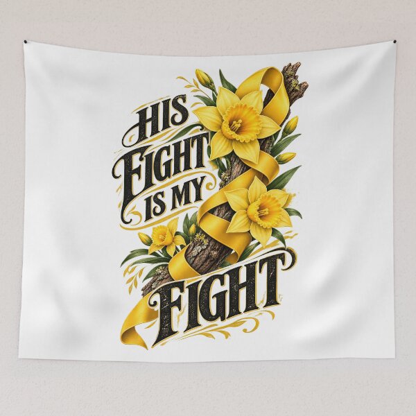 Item preview, His Fight Is My Fight Yellow Ribbon Support designed and sold by UniversPlant | Blooming with Hope.