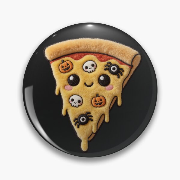 Item preview, Spooky Kawaii Pizza - Creepy Cute Halloween Fast Food Faux Embroidery designed and sold by thelexiverse.